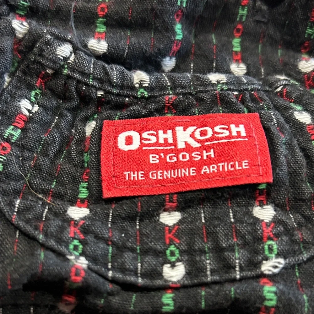 Vtg Oshkosh B'gosh Black red heart suspener overalls dress sz 18 mo